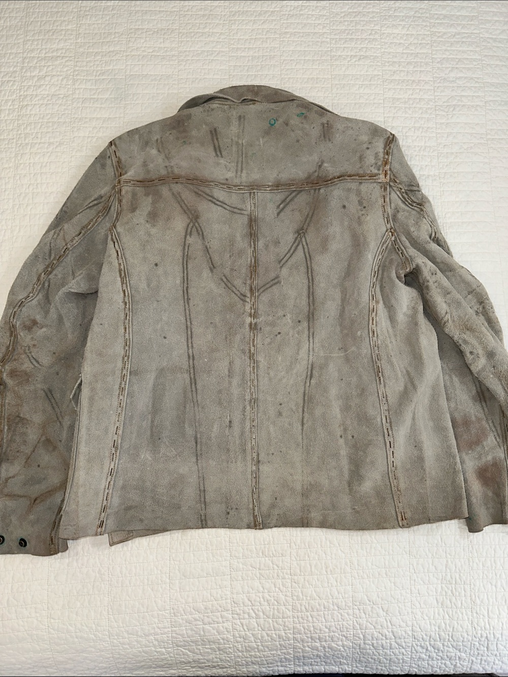 Distressed Chore Coat Snap Suede Cowhide Welding Jacket Industrial Workwear - Picture 5 of 11